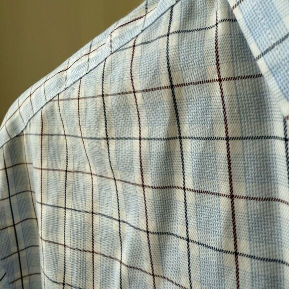 Lands’ End Button Down Shirt Plaid Blue No Iron Cotton 16.5 34 - Picture 4 of 7